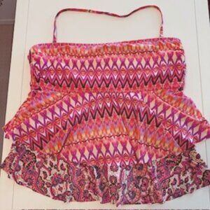 Women's Kenneth Cole Reaction Bandeau Ruffle Tankini Orange/Pink, XL